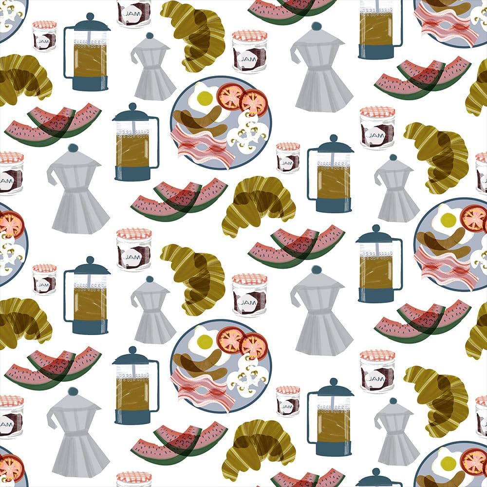 Morning Breakfast Pattern by Charlotte Trudgett — canvas wall art