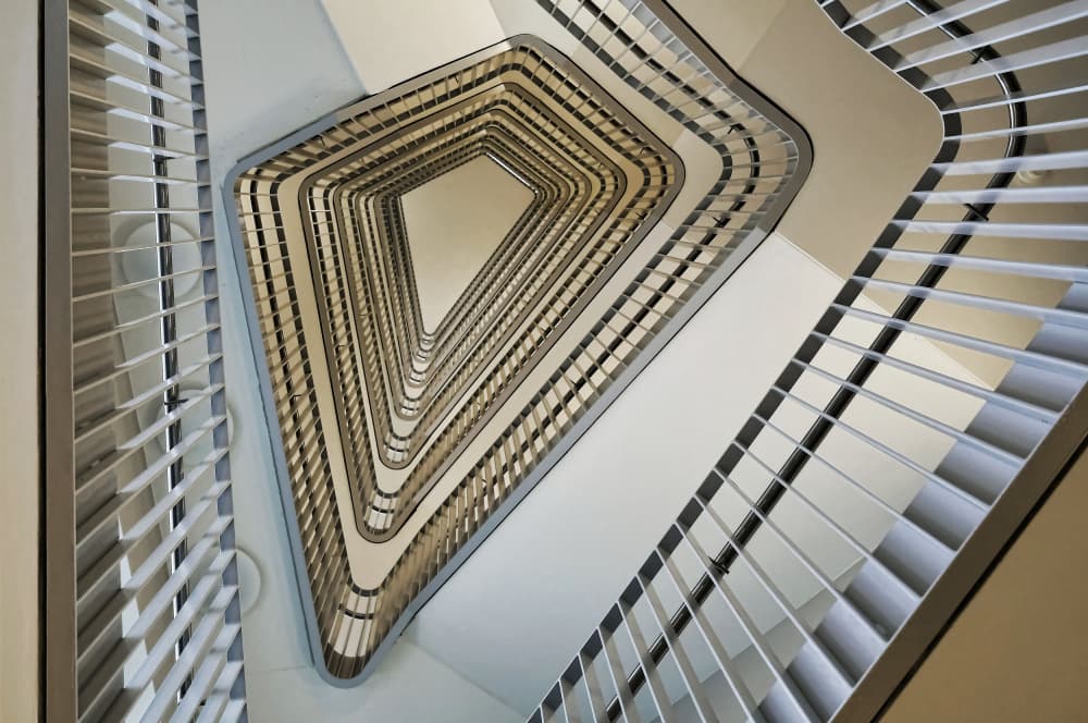 Geometric Stairwell Design by Renate Reichert — canvas wall art