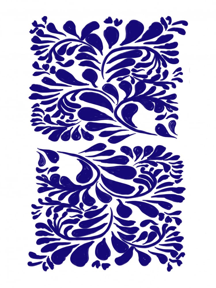 Blue Botanical Flourish by casa cartissi — canvas wall art
