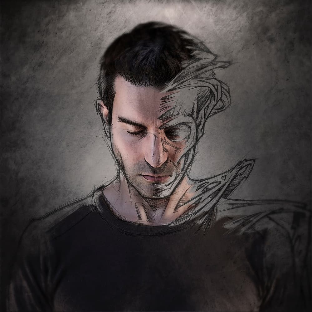 Contemplative Inner Sketch by Sebastien DEL GROSSO — canvas wall art
