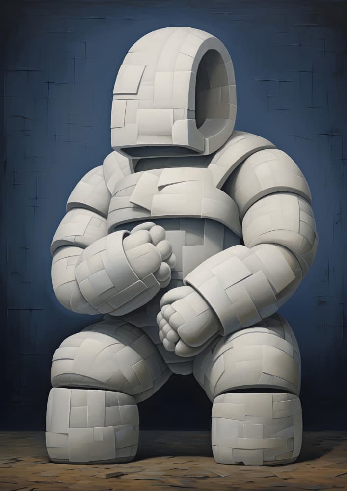 Crouching Block Figure by Andreas Magnusson — canvas wall art