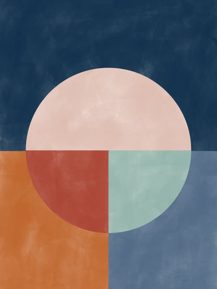 Abstract Color Block Circle by Elena Ristova — canvas wall art