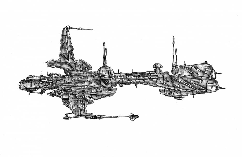 Intricate Sci-Fi Spaceship by Kulik — canvas wall art