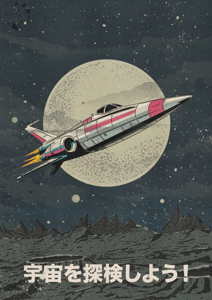 Retro Space Exploration by Nicholas — canvas wall art