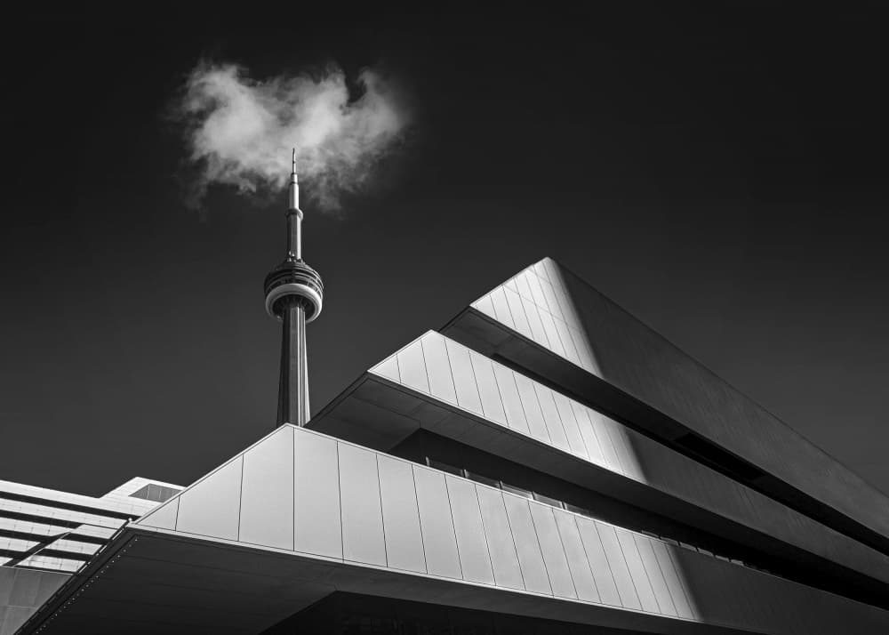 CN Tower Geometric Drama by Louie Luo — canvas wall art