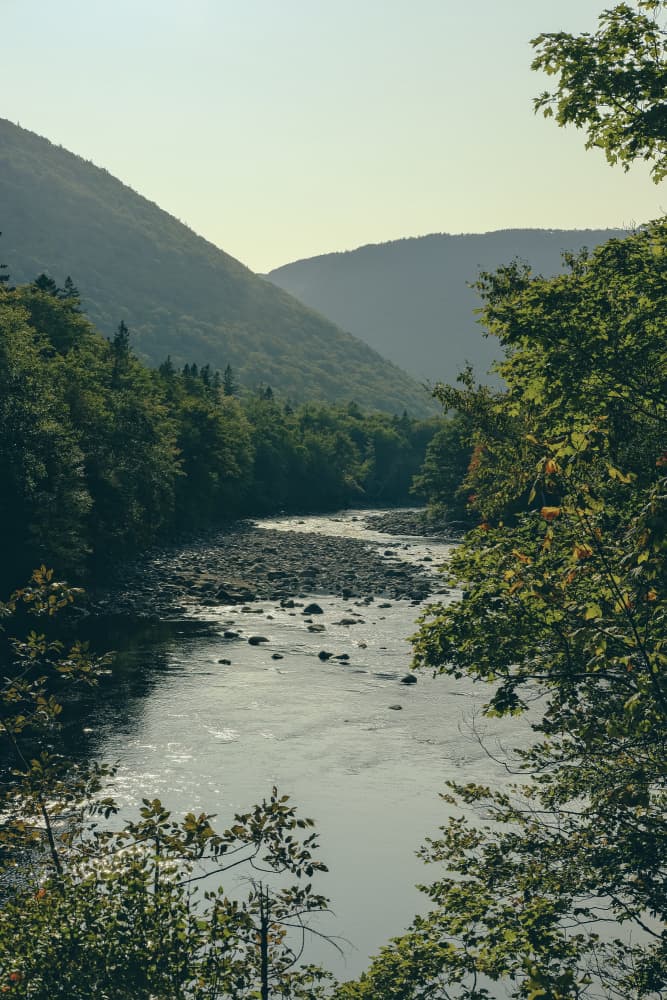 Mountain River Landscape by Olivia Joy StClaire — canvas wall art