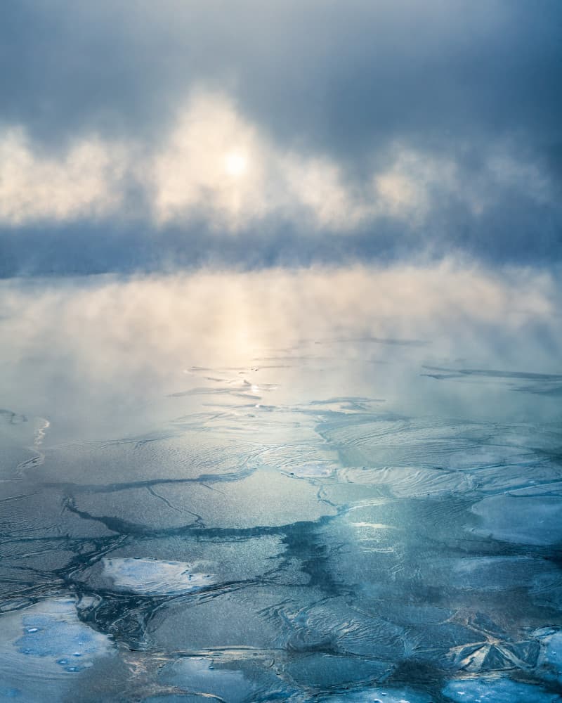 Misty Winter Lake by John Fan — canvas wall art