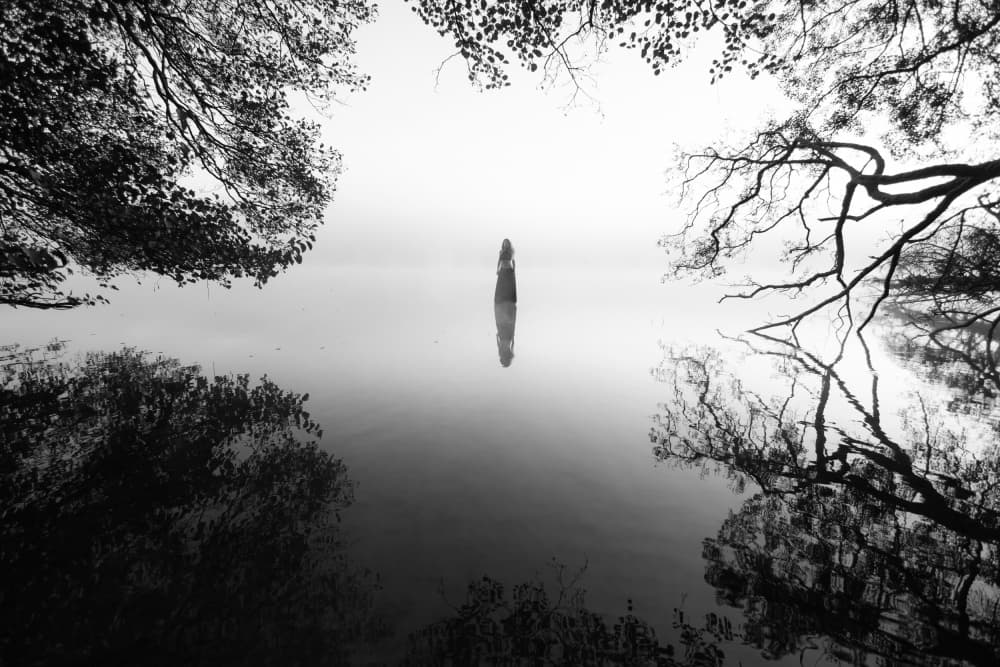Misty Lake Solitude by Leszek Paradowski — canvas wall art
