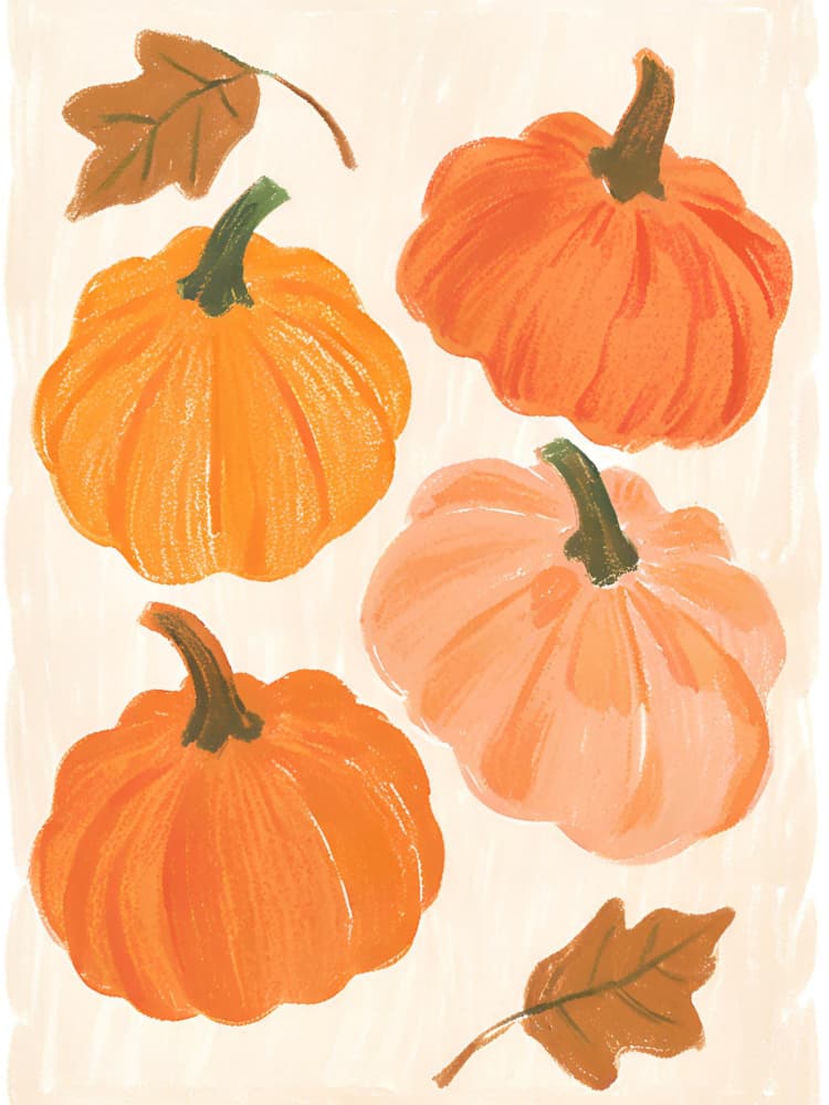 Painted Autumn Pumpkins by Ohkimiko — canvas wall art