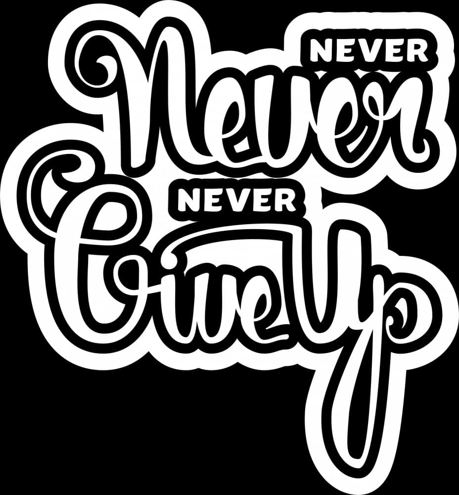 Never Give Up Lettering by Marika Barsrsind β canvas wall art