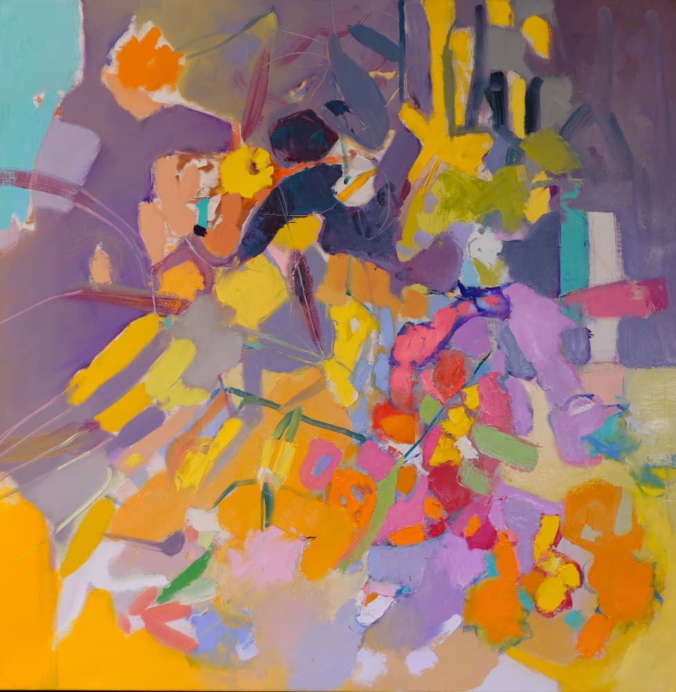 Vibrant Abstract Flowers by Elena Shraibman — canvas wall art