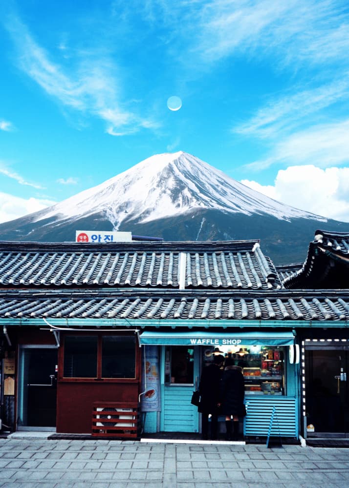 Mount Fuji Waffle Shop by Ariz Rab — canvas wall art