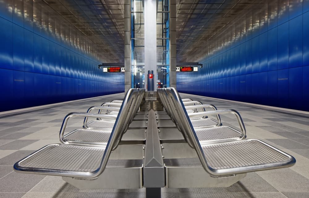 Modern Blue Metro Station by Martin Fleckenstein — canvas wall art
