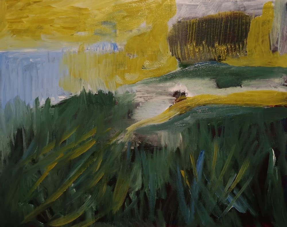 Green Hills Yellow Sky by Joackim Schou Dahle — canvas wall art
