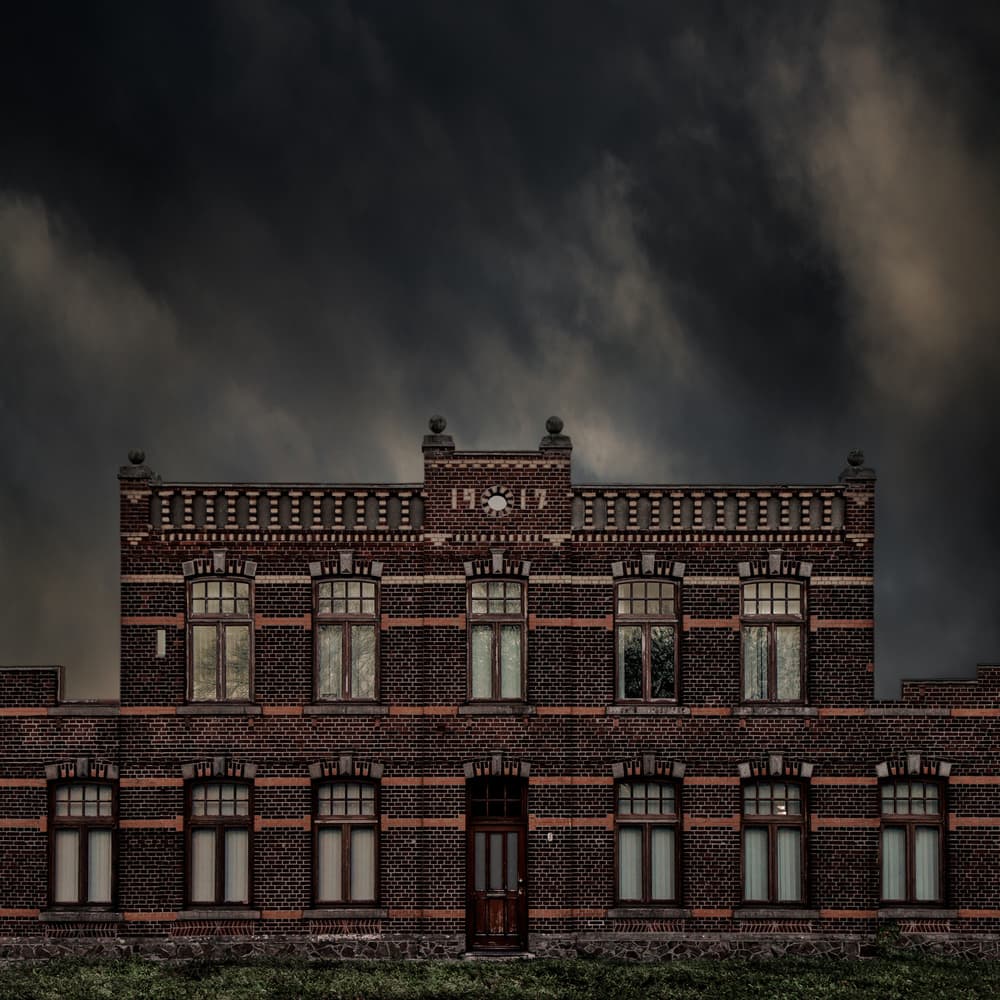 Ominous 1917 Building by Gilbert Claes — canvas wall art