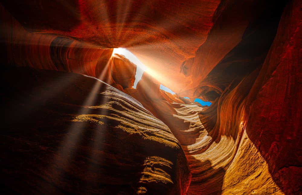Slot Canyon Sunbeams by Mike He — canvas wall art