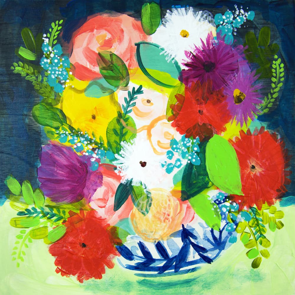 Vibrant Floral Bouquet by Shelley Hampe — canvas wall art