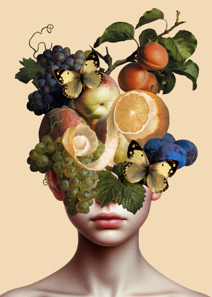 Surreal Fruit Face by Marja van den Hurk — canvas wall art