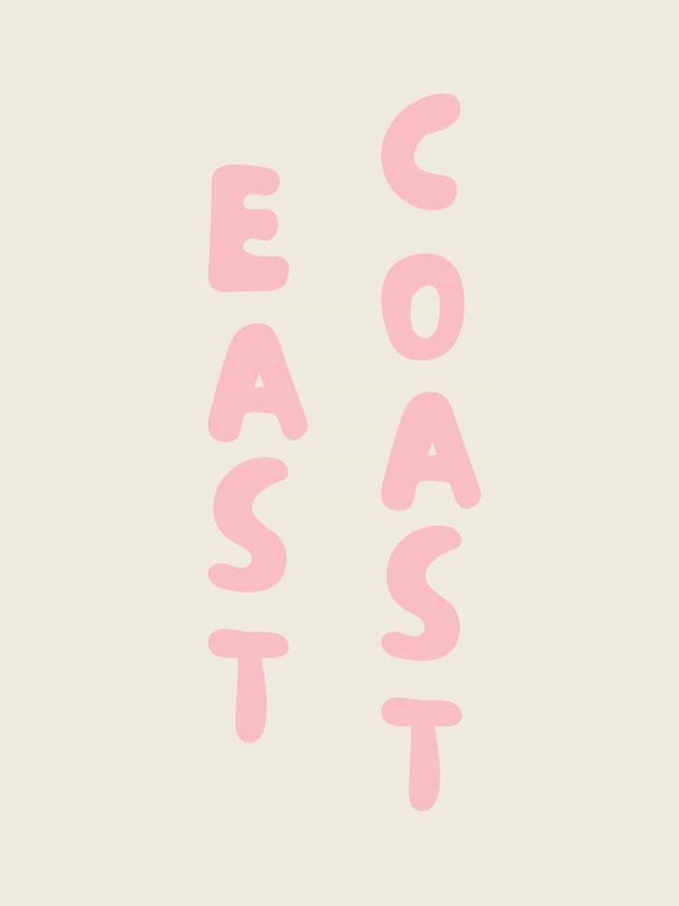 Pink East Coast Text by Jolly and Dash — canvas wall art