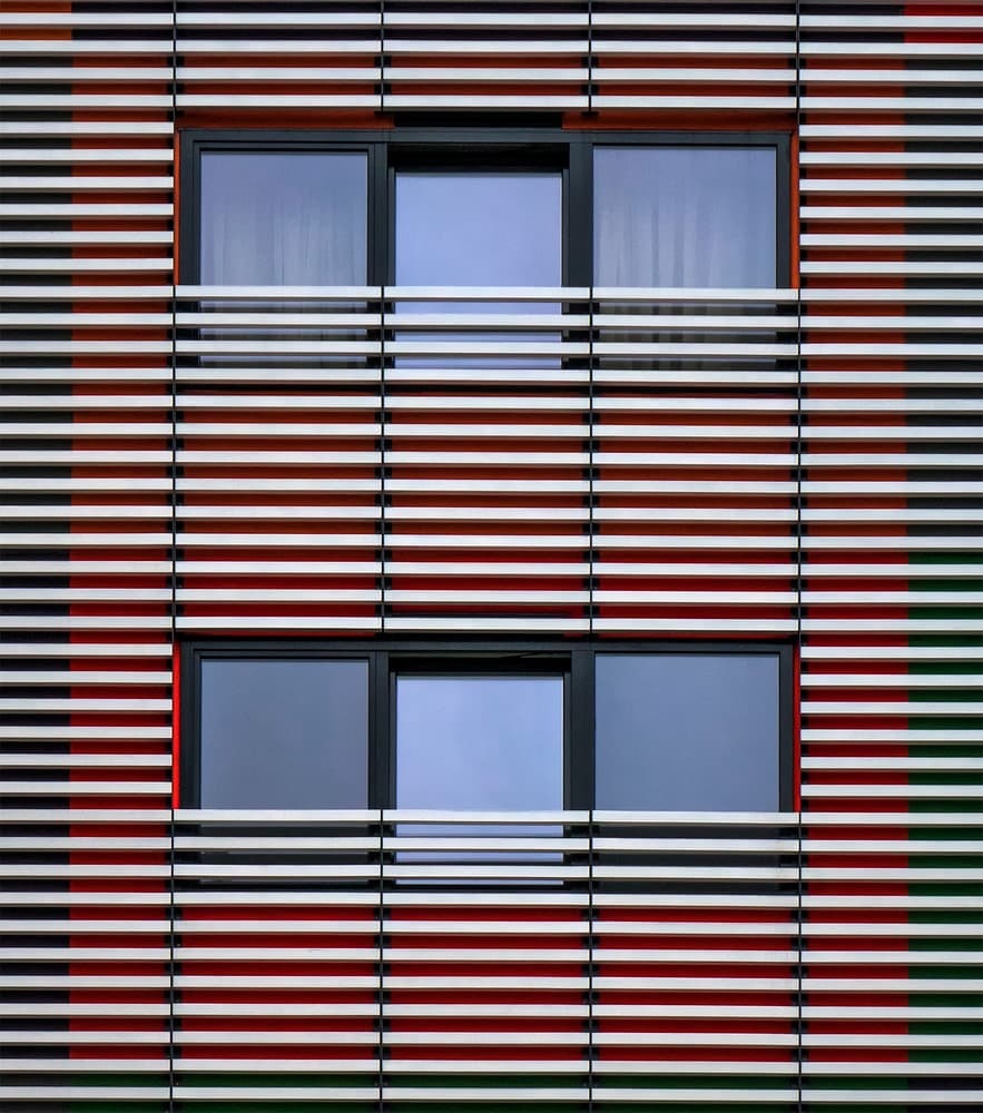 Colorful Geometric Facade by Jef Van den Houte — canvas wall art