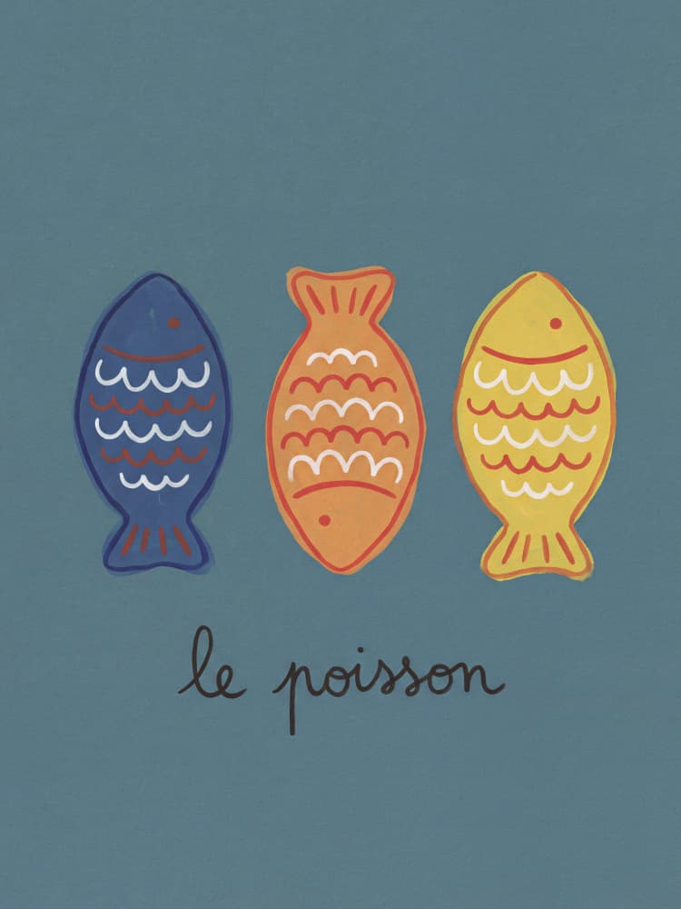 Playful French Fish by Andreas Magnusson — canvas wall art