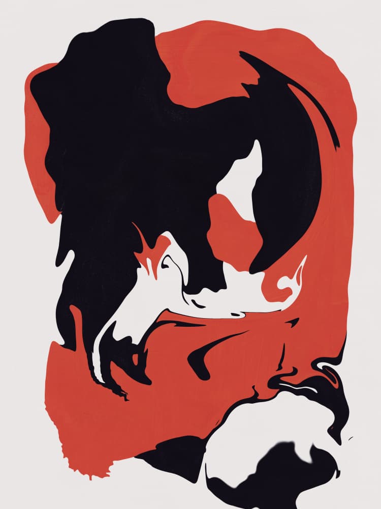 Dynamic Red Black Abstract by Little Dean — canvas wall art