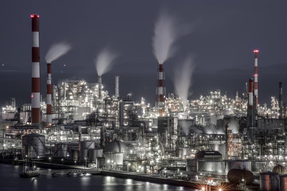 Glowing Industrial Complex by Tomoshi Hara — canvas wall art
