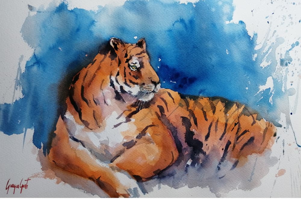 Majestic Watercolor Tiger by Giorgio Gosti — canvas wall art