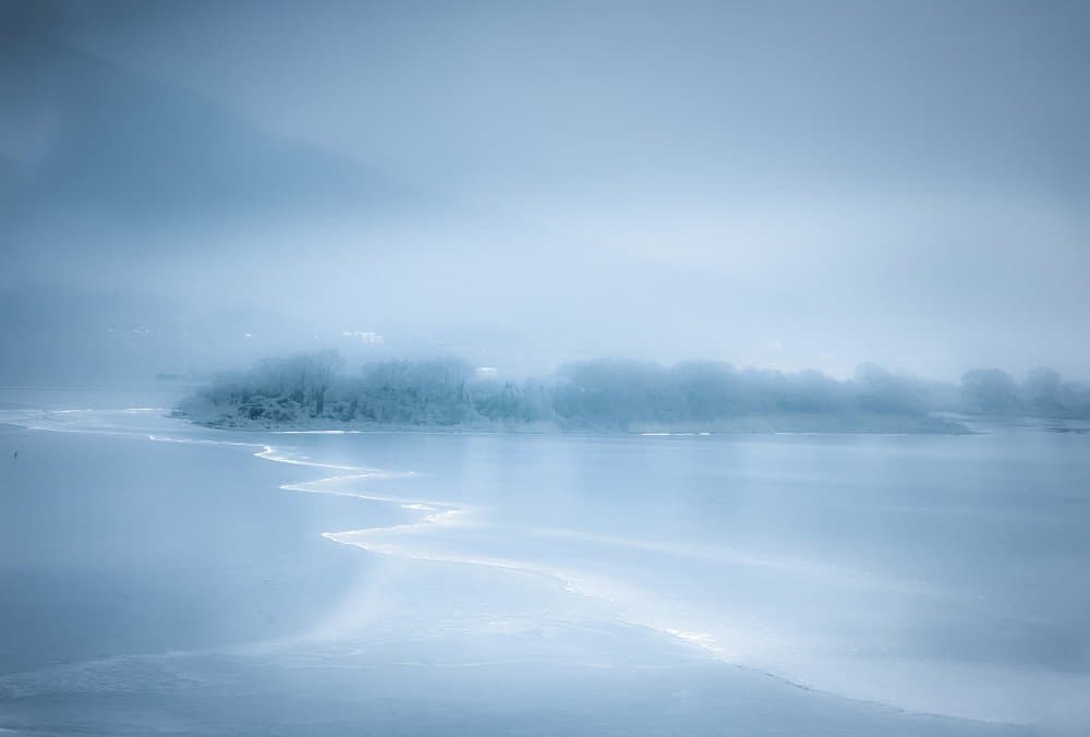 Misty Winter Lake by YoungIl Kim — canvas wall art