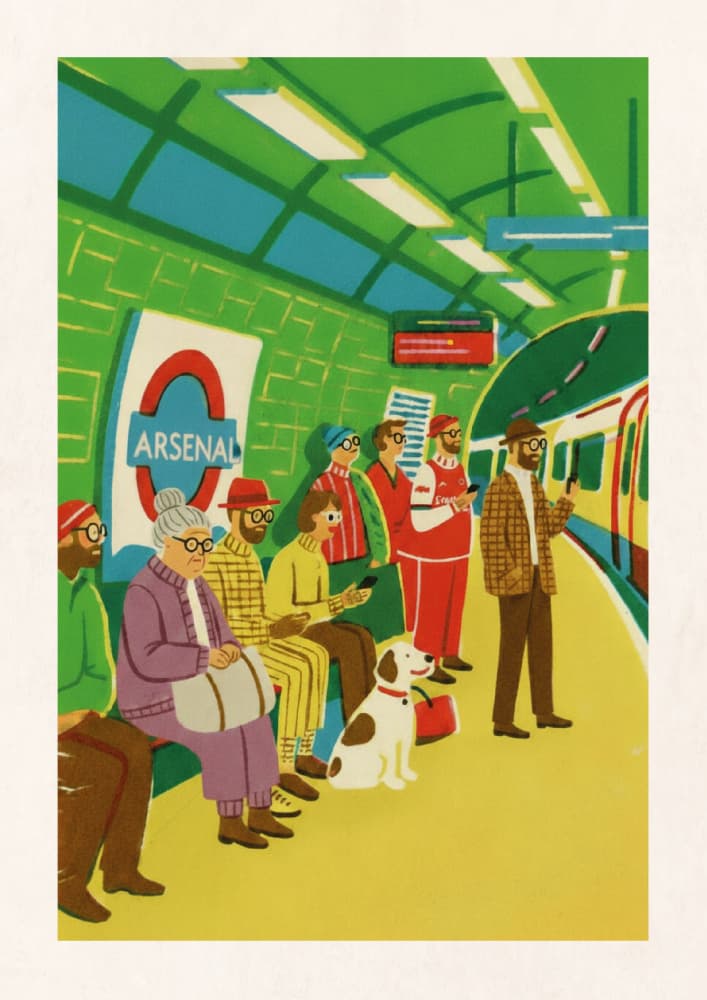 Waiting On London Underground by WallChart Art Studio — canvas wall art