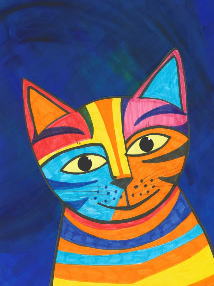 Colorful Cubist Cat by Isabelle Brent — canvas wall art