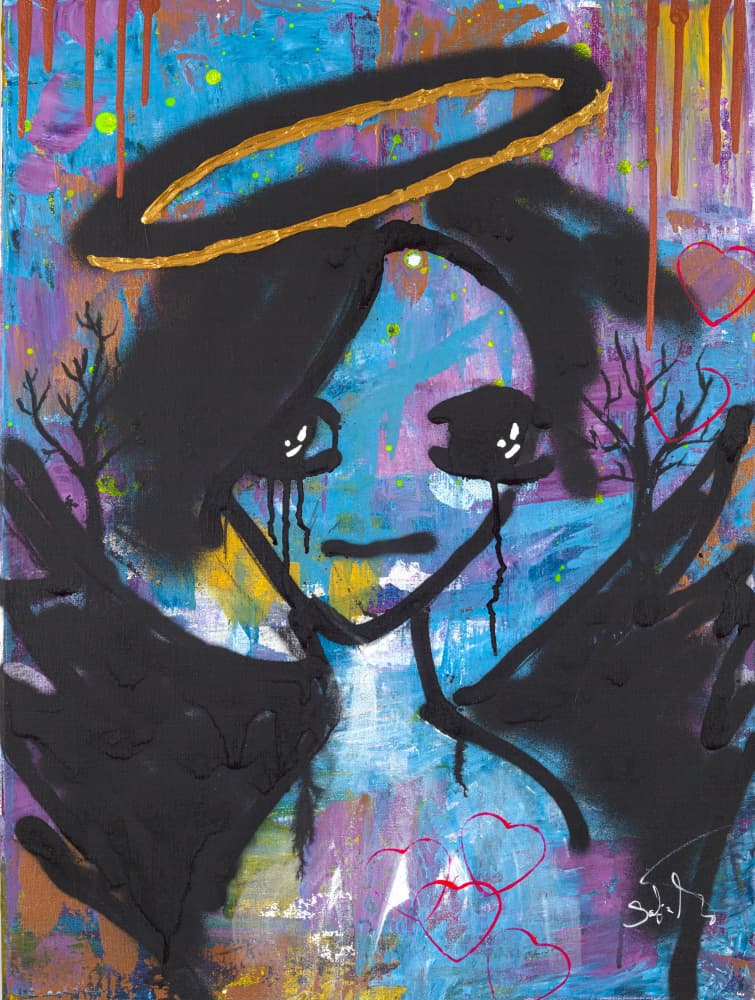 Crying Angel Figure by Sofia Toborg — canvas wall art