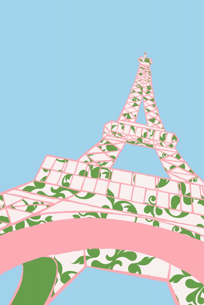 Floral Eiffel Tower by Vibrant Vacationer (Audra) — canvas wall art