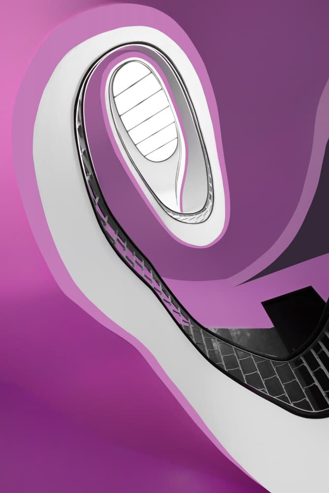Purple Spiral Staircase by Jorge Pimenta — canvas wall art