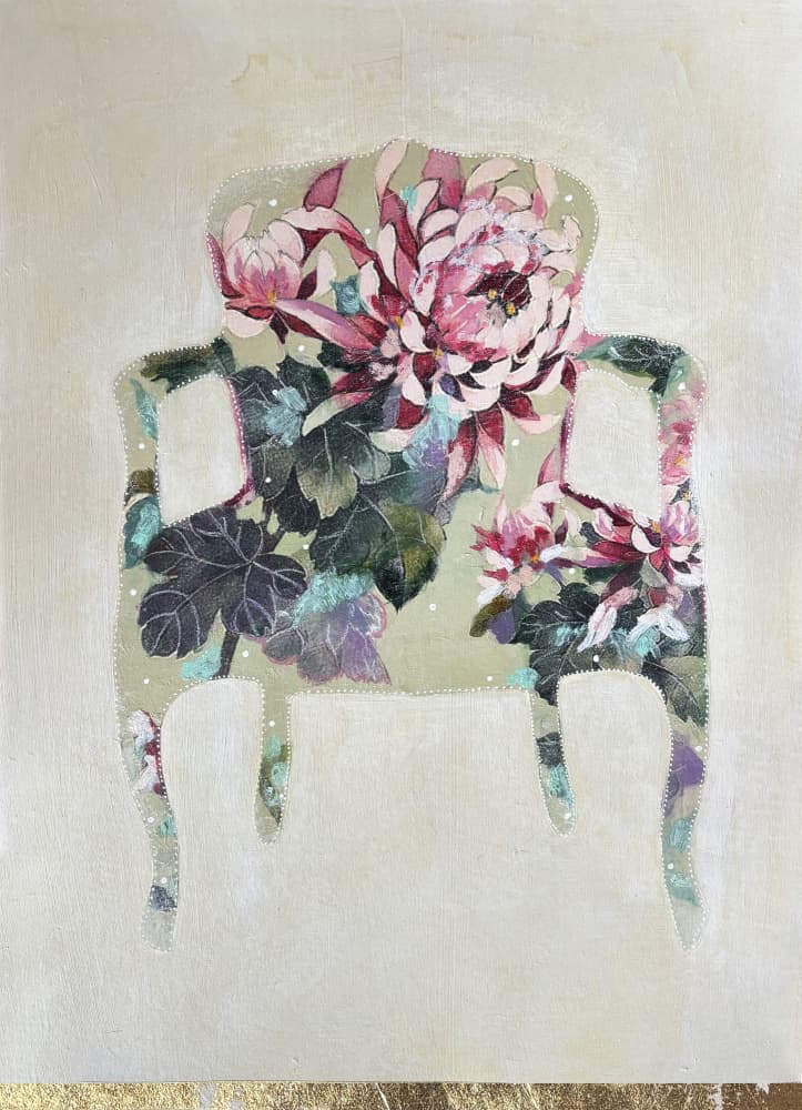 Elegant Floral Armchair by Karenina Fabrizzi — canvas wall art
