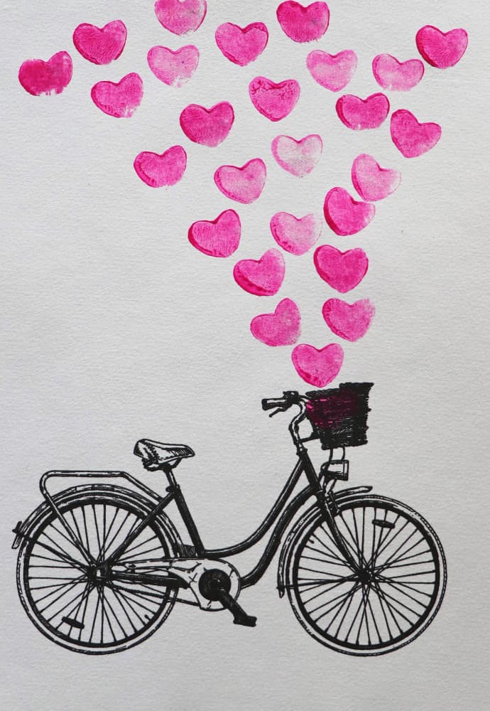 Pink Hearts Bicycle by Santhosh ch — canvas wall art