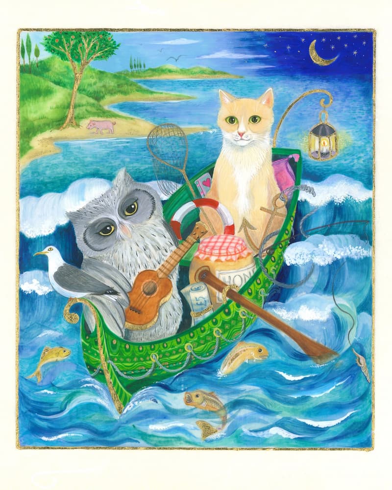 Owl and the Pussycat by Isabelle Brent — canvas wall art