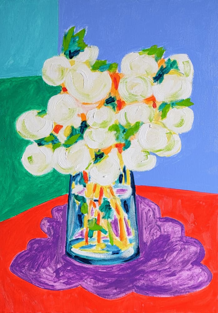 Vibrant White Flowers by Tamara Jare — canvas wall art