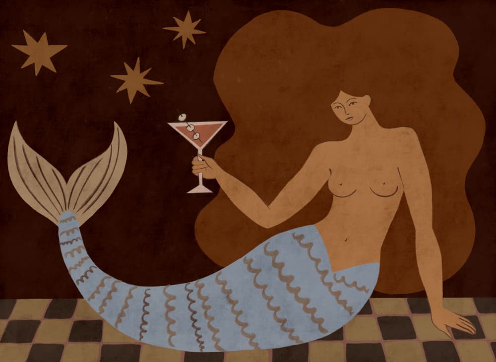Glamorous Mermaid Martini by Las3curiosas — canvas wall art