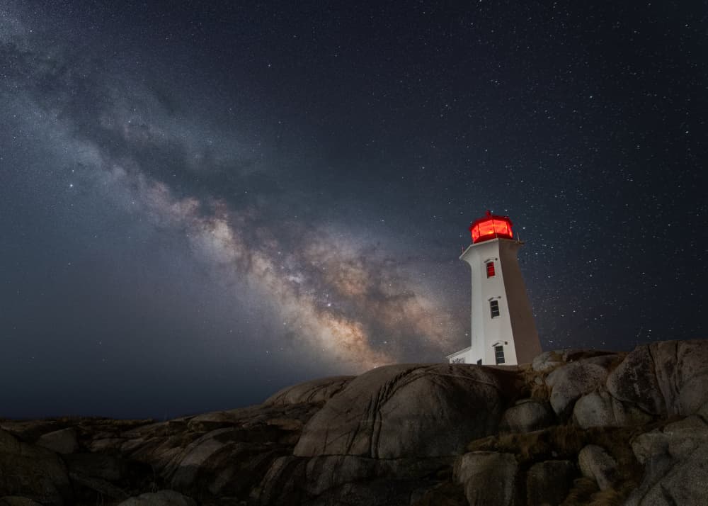 Lighthouse Under Milky Way by Ambar Saha — canvas wall art