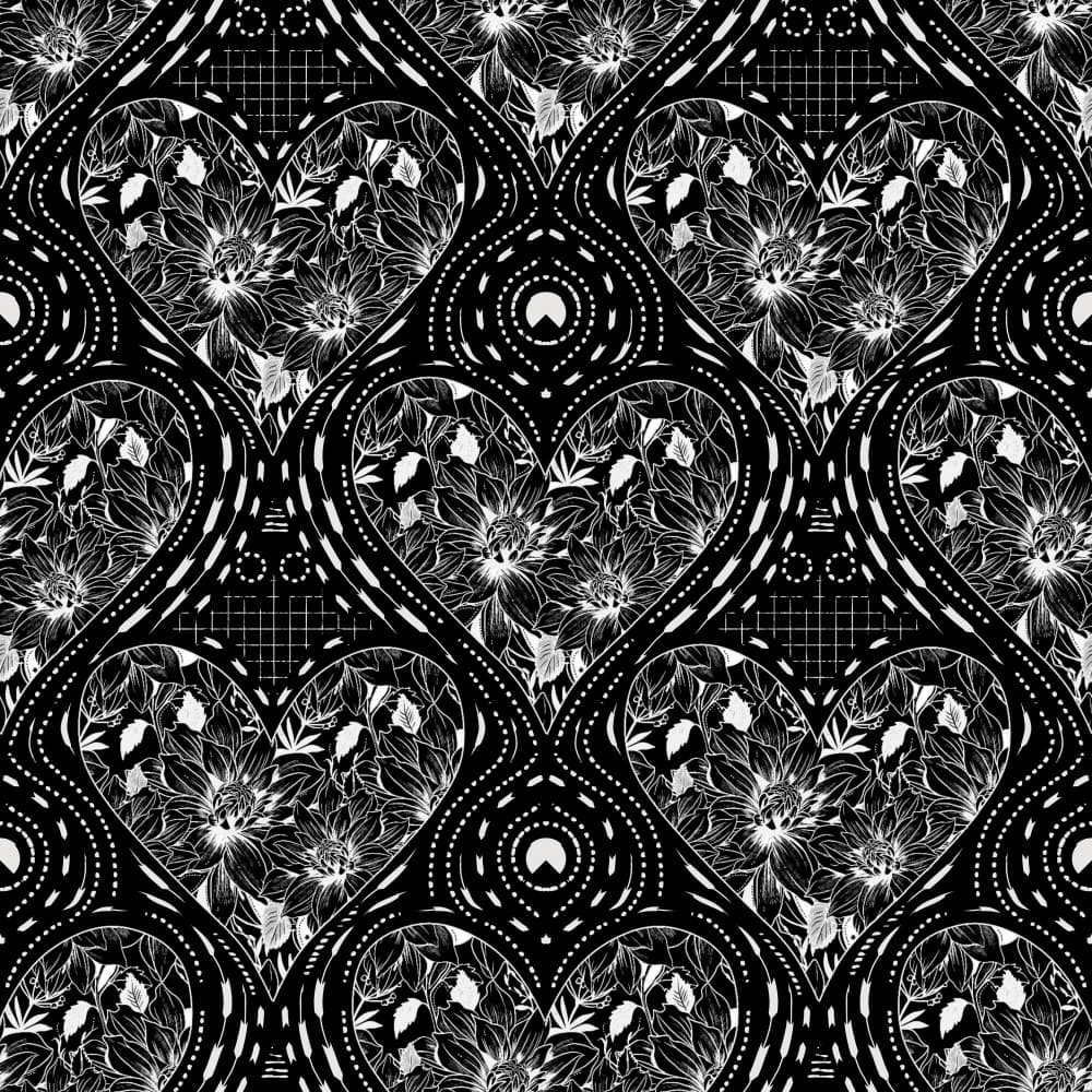 Elegant Floral Heart Pattern by Josie George — canvas wall art