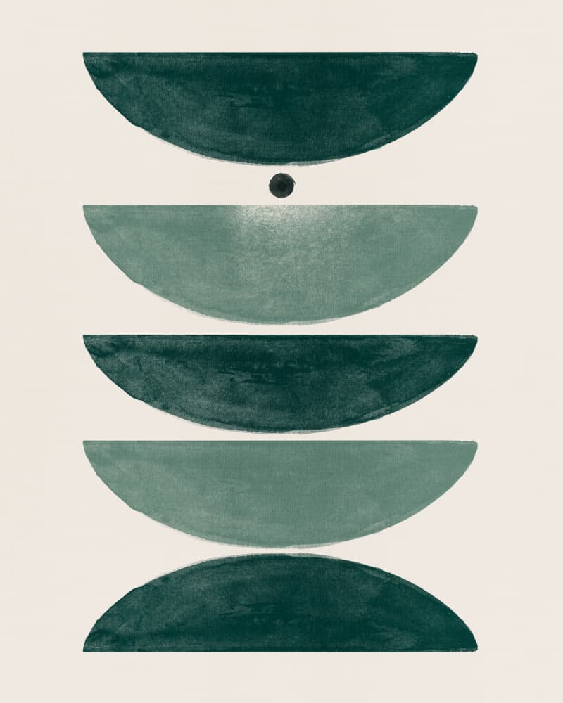 Stacked Green Shapes by Ema Paraschiv — canvas wall art