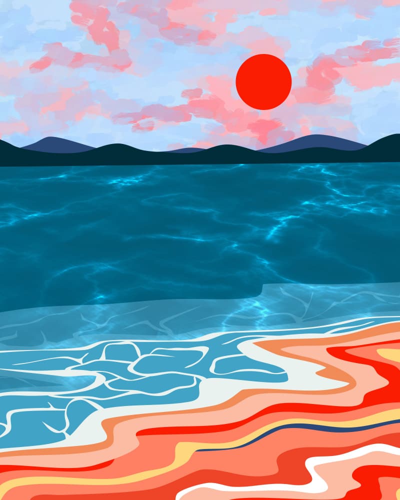 Vibrant Coastal Sunset by Kintsugi99 — canvas wall art