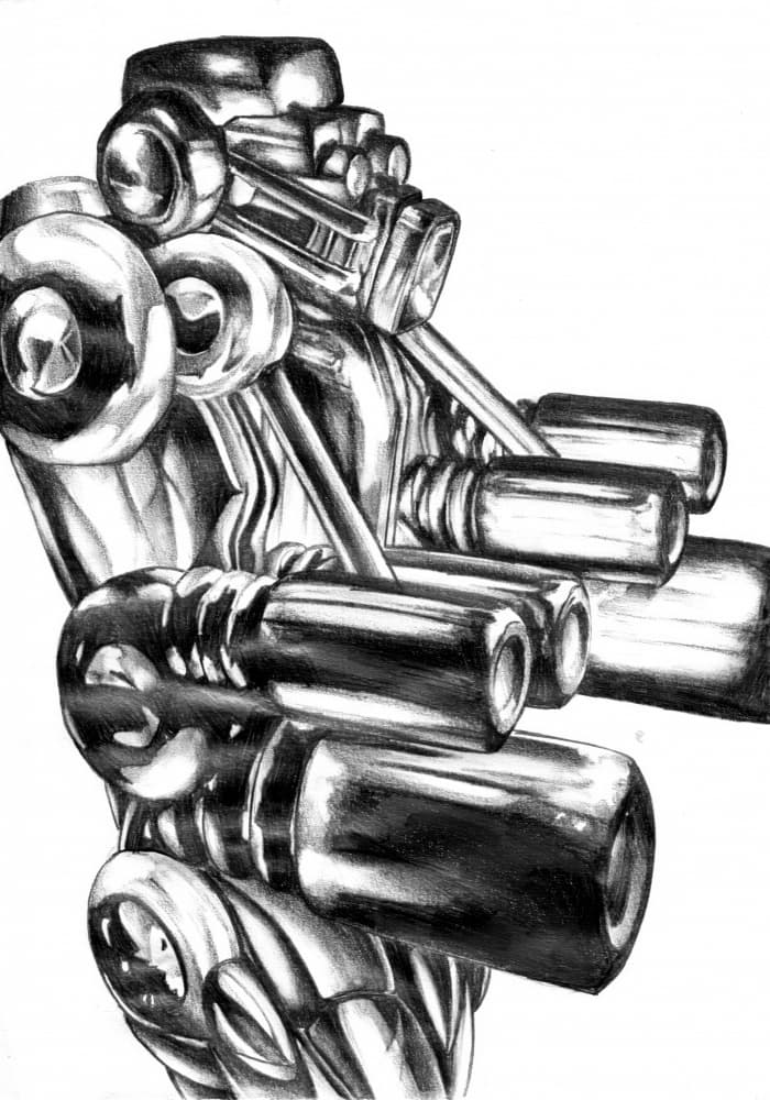 Reflective Mechanical Components by Kulik — canvas wall art