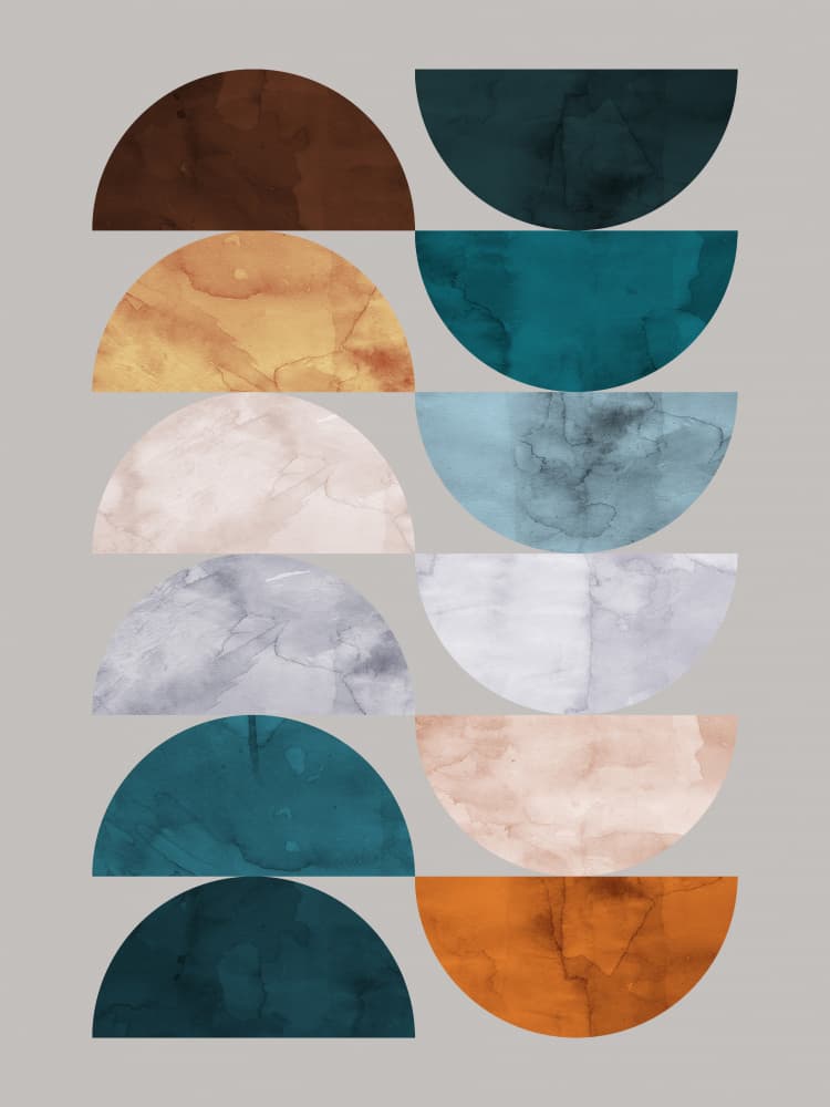 Textured Semicircles in Earthy Tones by Vitor Costa — canvas wall art