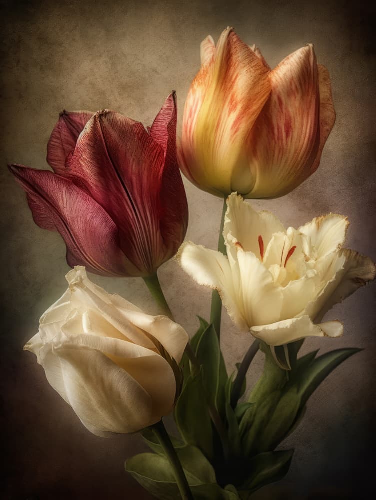 Vintage Tulip Bouquet by Bilge Paksoylu — canvas wall art