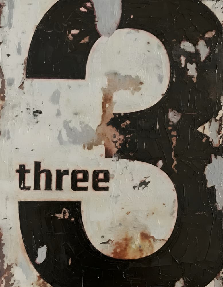Distressed Number Three by HUGO — canvas wall art