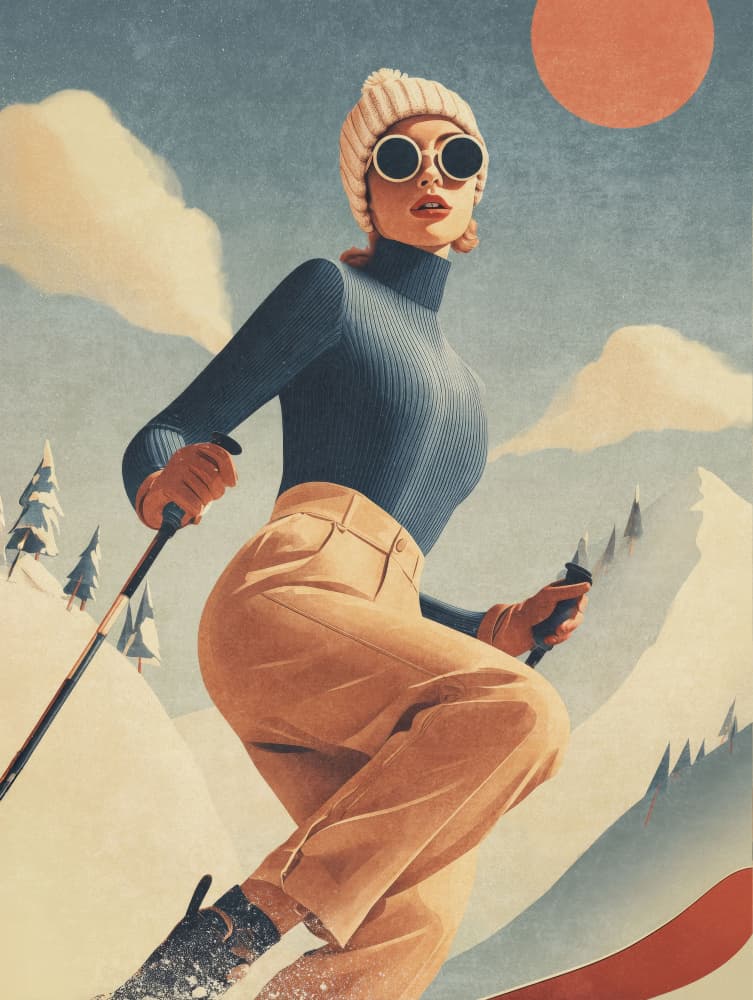 Skiing Adventure by Emel Tunaboylu — canvas wall art