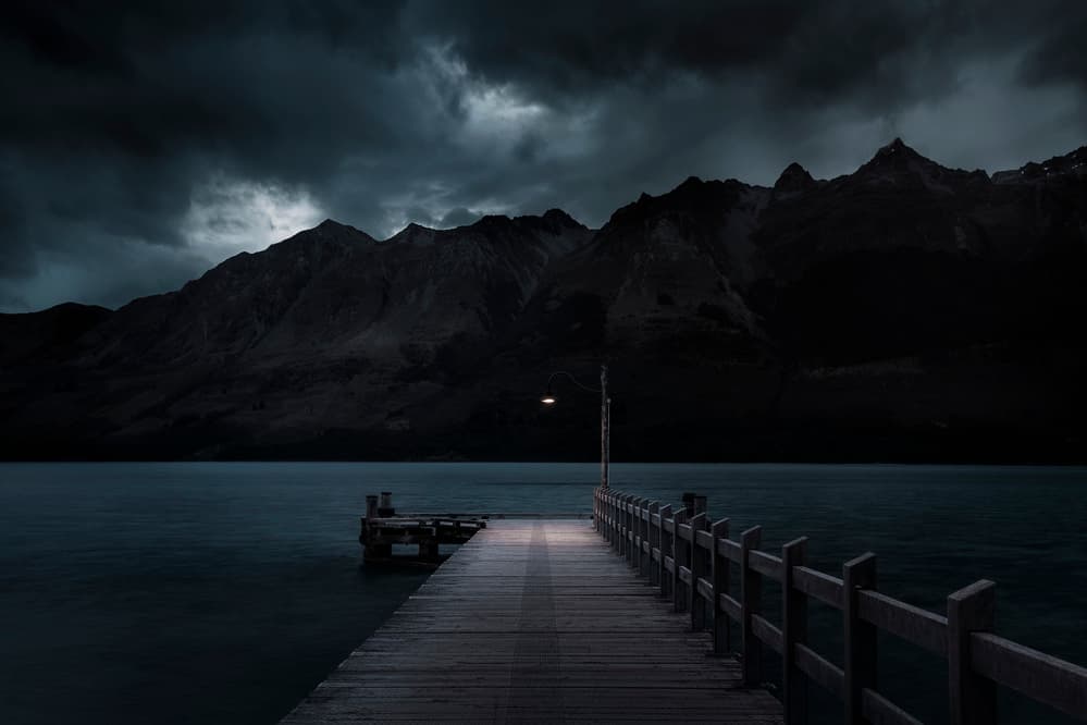 Dark Mountain Pier by Richard Vandewalle — canvas wall art