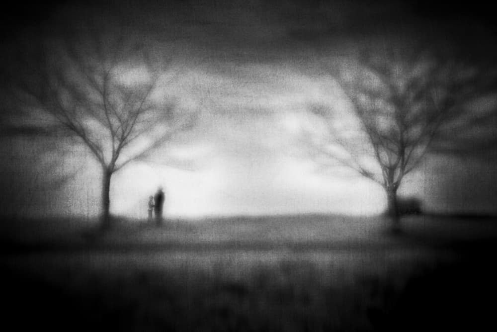 Figures Beneath Bare Trees by Teruhiko Tsuchida — canvas wall art